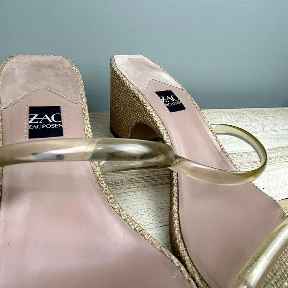 ZAC Zac Posen Saint Heeled Sandals Cashew Tan Size 10 Square Toe Block Heel Shoe - Picture 12 of 15